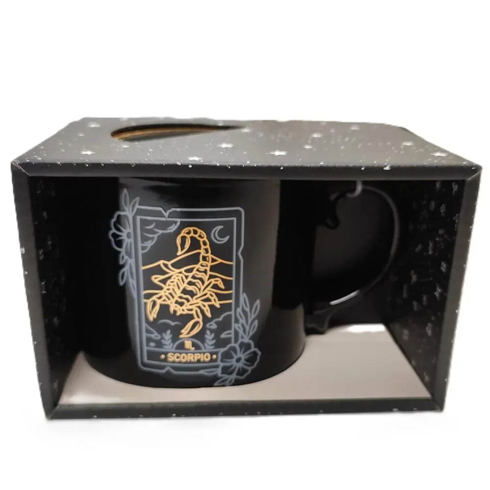 Black & Gold Aquarius Scorpio 18oz Mug New With Gift Box